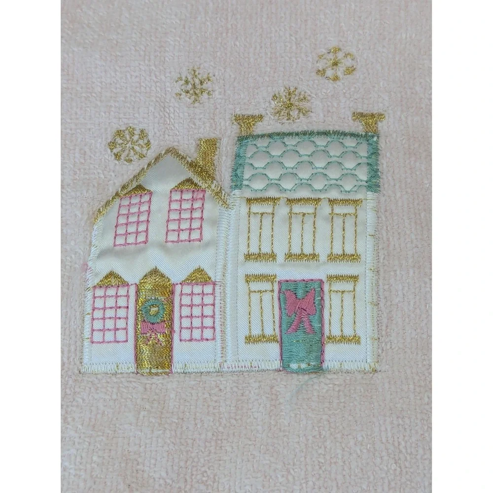 Vintage 1980's Pink Christmas Towel Set by R.A. Briggs
